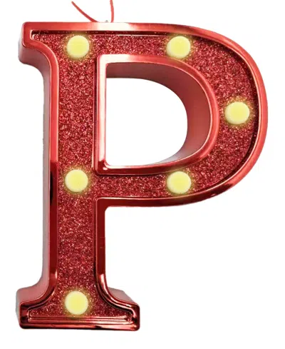 Ganz Light Up Initial Red Glitter Ornament