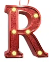Ganz Light Up Initial Red Glitter Ornament In Red