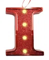 Ganz Light Up Initial Red Glitter Ornament In Red