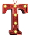 Ganz Light Up Initial Red Glitter Ornament In Red