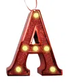 Ganz Light Up Initial Red Glitter Ornament In Red