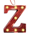 Ganz Light Up Initial Red Glitter Ornament In Red