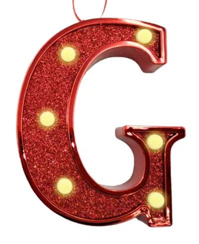 Ganz Light Up Initial Red Glitter Ornament