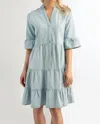Ganz Tiered V-neck Dress In Light Denim