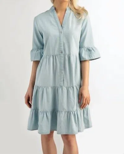 Ganz Tiered V-neck Dress In Light Denim