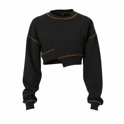 Gao Republic Women's Black Crop Sweatshirt