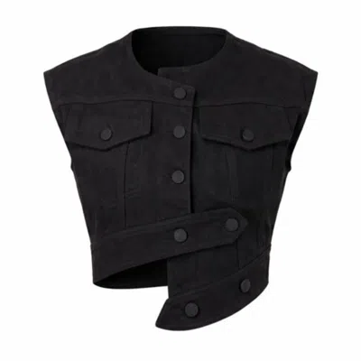 Gao Republic Women's Black Denim Cropped Vest