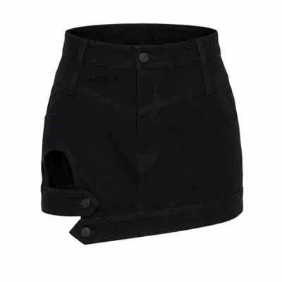 Gao Republic Women's Black Denim Mini Skirt