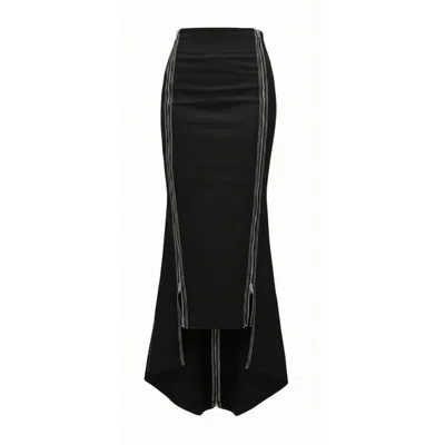 Gao Republic Women's Black Long Zip Opera Skirt