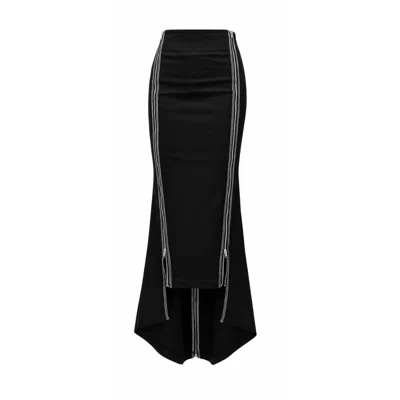 Gao Republic Women's Black Long Zip Opera Skirt
