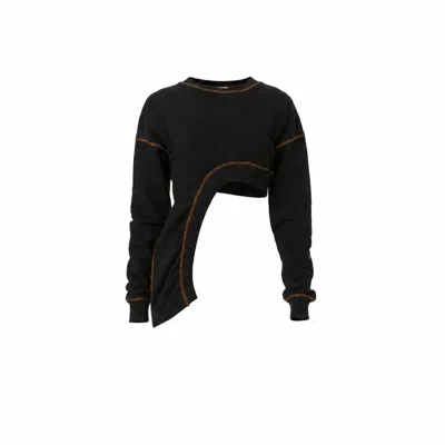 Gao Republic Women's Black Long-sleeve Waterfall Sweatshirt