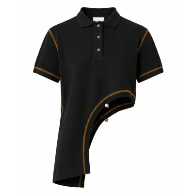 Gao Republic Women's Black Waterfall Polo Shirt