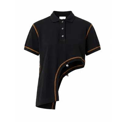 Gao Republic Women's Black Waterfall Polo Shirt