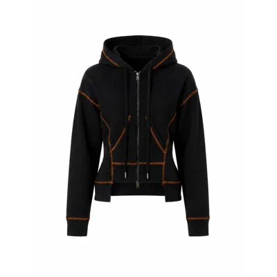 Gao Republic Women's Black Zip Hoodie Sweatshirt