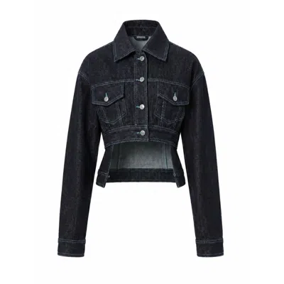 Gao Republic Women's Blue Indigo Denim Hi-lo Jacket