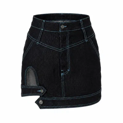 Gao Republic Women's Blue Indigo Denim Mini Skirt
