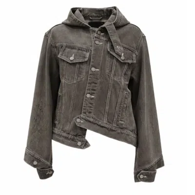 Gao Republic Women's Hoodie Denim Jacket - Grey In Gray