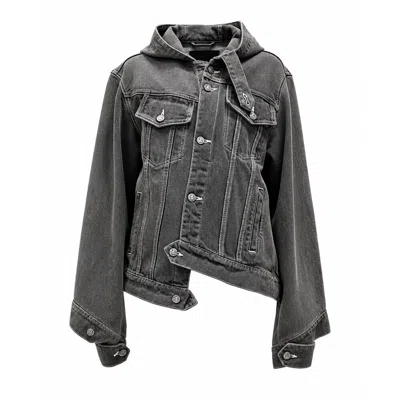 Gao Republic Women's Hoodie Denim Jacket - Grey In Gray