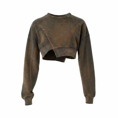 Gao Republic Women's Neutrals Acid Crop Sweatshirt In Brown