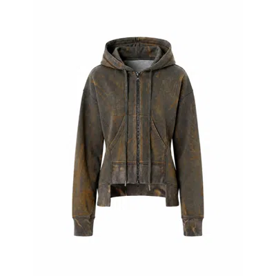 Gao Republic Women's Neutrals Acid Zip Hoodie Sweatshirt