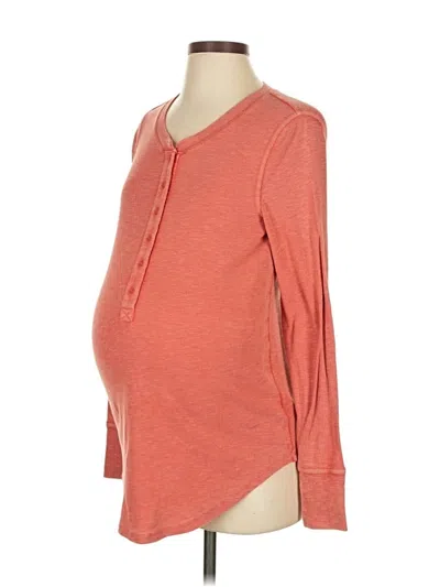Pre-owned Gap - Maternity Long Sleeve Top Orange Scoop Neck Tops
