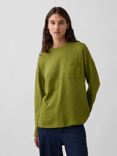 Gap 100% Cotton Authentic Oversized Pocket T-shirt In Peat Moss Green