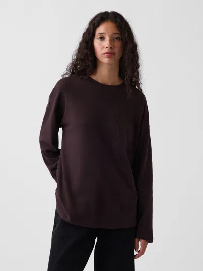 Gap 100% Cotton Authentic Oversized Pocket T-shirt In Terra Brown