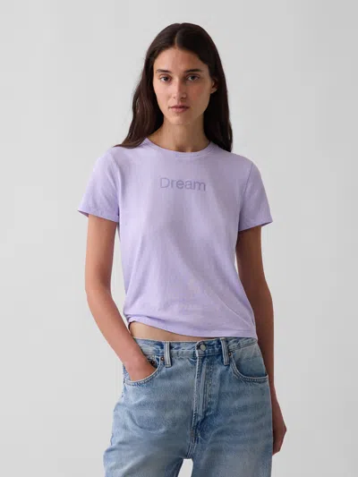 Gap 100% Cotton Authentic Shrunken Graphic T-shirt In Dream Purple