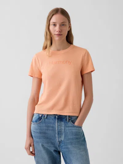 Gap 100% Cotton Authentic Shrunken Graphic T-shirt In Harmony Orange