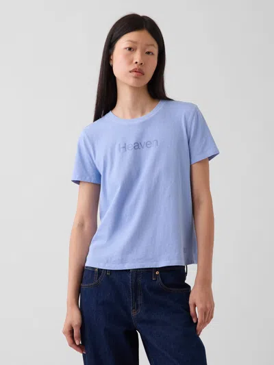 Gap 100% Cotton Authentic Shrunken Graphic T-shirt In Heaven Blue