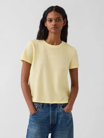 Gap 100% Cotton Authentic Shrunken Graphic T-shirt In Om Yellow