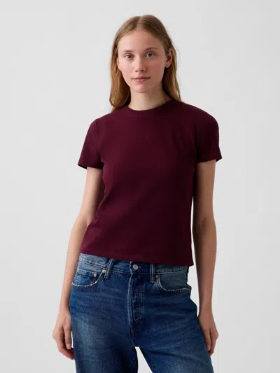 Gap 100% Cotton Authentic Shrunken T-shirt In Noir Red