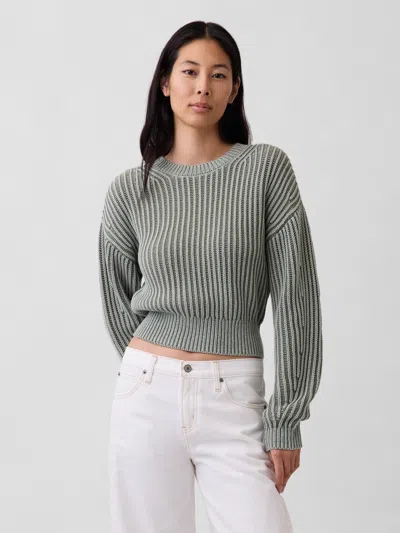 Gap 100% Cotton Barrel-sleeve Crop Sweater In Green