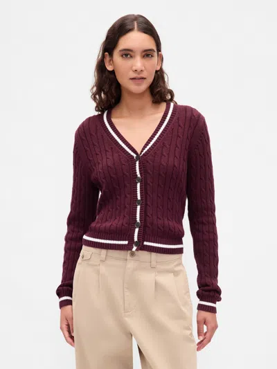 Gap 100% Cotton Cable-knit Cardigan In Red