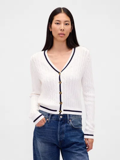 Gap 100% Cotton Cable-knit Cardigan In White