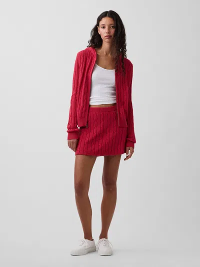 Gap 100% Cotton Cable-knit Mini Skort In Red