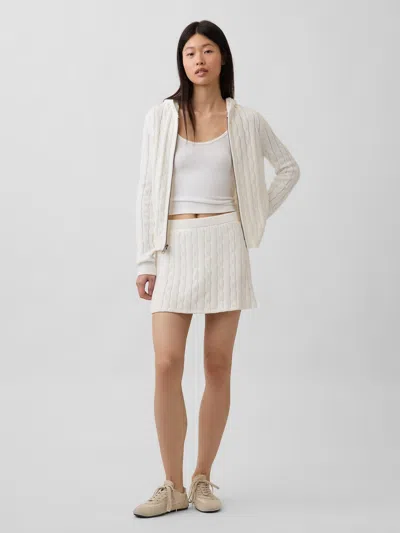 Gap 100% Cotton Cable-knit Mini Skort In White