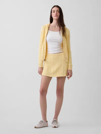 Gap 100% Cotton Cable-knit Mini Skort In Yellow