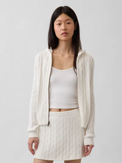 Gap 100% Cotton Cable-knit Zip Cardigan In Neutral