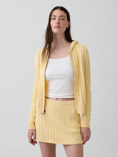 Gap 100% Cotton Cable-knit Zip Cardigan In Yellow