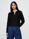 Gap 100% Cotton Crewneck Cardigan In Black
