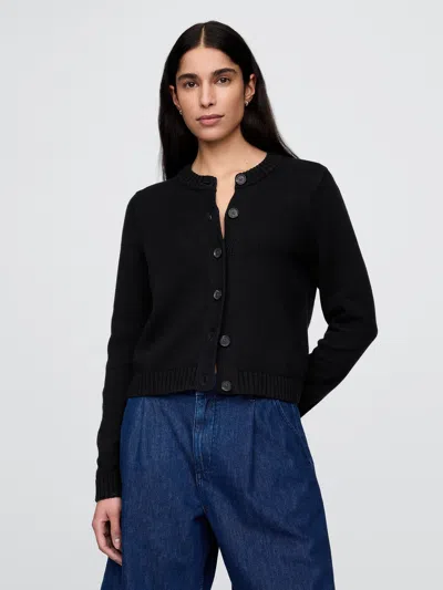 Gap 100% Cotton Crewneck Cardigan In Black