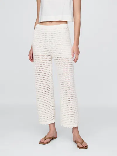 Gap 100% Cotton Crochet Ankle Pants In Off White