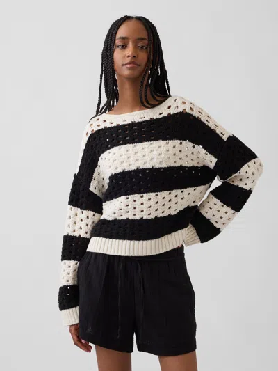 Gap 100% Cotton Crochet Boatneck Sweater In Multi
