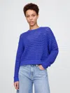 Gap 100% Cotton Crochet Crewneck Sweater In Matisse Blue