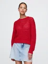 Gap 100% Cotton Crochet Crewneck Sweater In Tomato Sauce Red