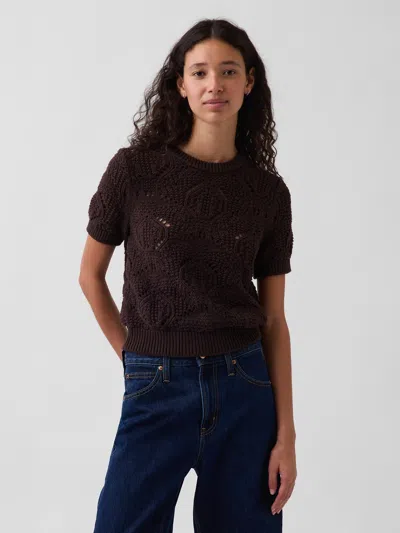 Gap 100% Cotton Crochet Sweater In Brown