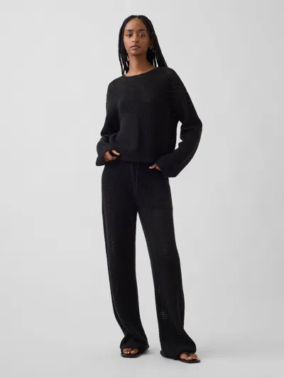 Gap 100% Cotton Crochet Sweater Pants In Black