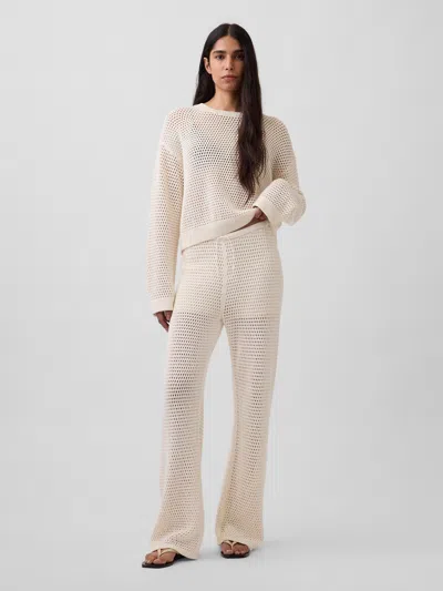 Gap 100% Cotton Crochet Sweater Pants In White
