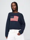 Gap 100% Cotton Cropped Oversized Americana Rib Sweater